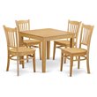 Pemberly Row 5-Piece Wood Dining Table and Oak Chair Set