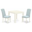 Pemberly Row 3-Piece Wood Dining Set in Linen White and Baby Blue