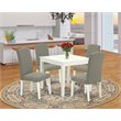 Pemberly Row 5-Piece Wood Dining Set in Linen White and Dark Shitake