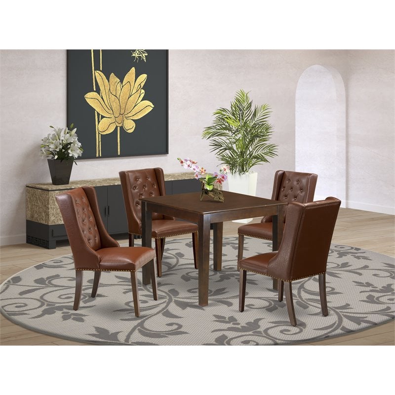 Pemberly Row 5-Piece Wood Kitchen Dining Set in Mahogany and Brown