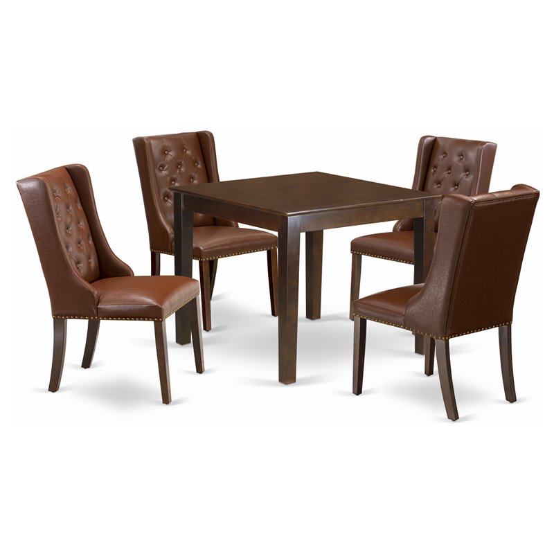 Pemberly Row 5-Piece Wood Kitchen Dining Set in Mahogany and Brown