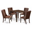 Pemberly Row 5-Piece Wood Kitchen Dining Set in Mahogany and Brown