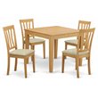 Pemberly Row 5-Piece Traditional Asian Hardwood Dining Set in Oak
