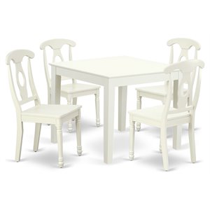 Pemberly Row 5-Piece Wood Dining Table Set in Linen White with Panel Back