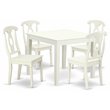 Pemberly Row 5-Piece Wood Dining Table Set in Linen White with Panel Back