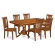 Pemberly Row 7-Piece Wood Dining Set with Extendable Leaf in Saddle Brown