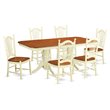 Pemberly Row 7-Piece Wood Kitchen Set with Butterfly Leaf in Buttermilk/Cherry