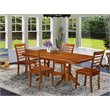 Pemberly Row 5-Piece Dining Set Wood Saddle Brown Finish Ladder Chairs