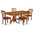 Pemberly Row 5-Piece Dining Set Wood Saddle Brown Finish Ladder Chairs