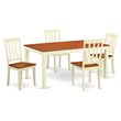 Pemberly Row 5-Piece Wood Dining Set with Table Leaf in Buttermilk/Cherry