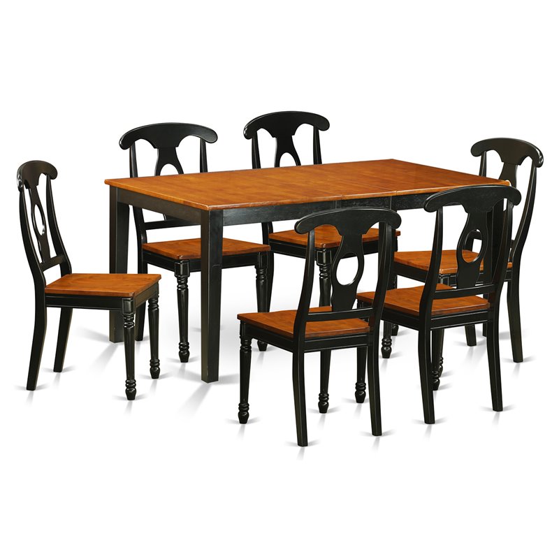 Pemberly Row 7-Piece Wood Dining Table and Chair Set in Black and Cherry