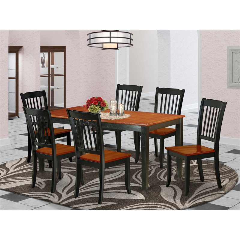 Pemberly Row 7-Piece Wood Dining Room Set in Black and Cherry