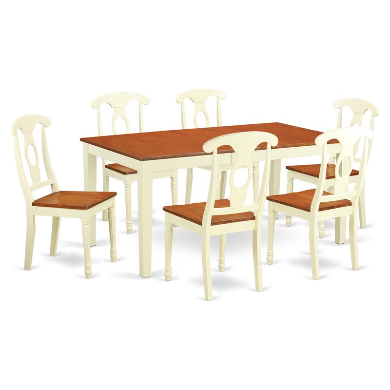 Pemberly Row 7-Piece Wood Dining Set with Chairs in Buttermilk & Cherry