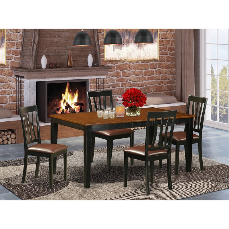 Pemberly Row 5-Piece Wood Kitchen Dining Set with Chairs in Black & Cherry