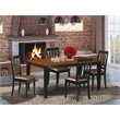 Pemberly Row 5-Piece Wood Kitchen Dining Set with Chairs in Black & Cherry