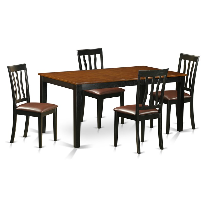 Pemberly Row 5-Piece Wood Kitchen Dining Set with Chairs in Black & Cherry