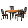 Pemberly Row 5-Piece Wood Kitchen Table Set with Extension Leaf in Black/Cherry