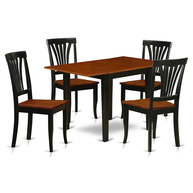 Pemberly Row 5-Piece Wood Kitchen Set with Drop Leaves in Black/Cherry