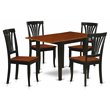 Pemberly Row 5-Piece Wood Kitchen Set with Drop Leaves in Black/Cherry