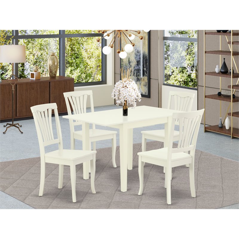 Pemberly Row 5-Piece Wood Dining Table Set in Linen White