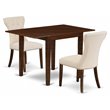 Pemberly Row 3-Piece Wood Dining Set in Mahogany and Light Beige