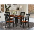 Pemberly Row 5-Piece Kitchen Table Set with Wood Seat in Black/Cherry