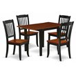 Pemberly Row 5-Piece Kitchen Table Set with Wood Seat in Black/Cherry