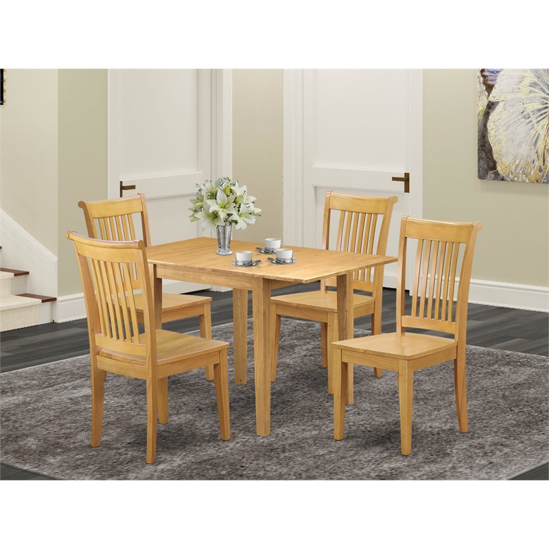 Pemberly Row 5-Piece Wood Table and Dining Chair Set in Oak Finish