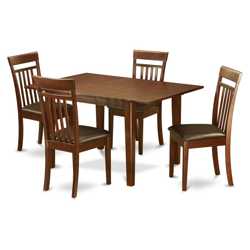 Pemberly Row 5-Piece Mahogany Wood Dinette Set with Faux Leather Chairs