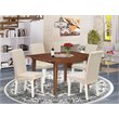 Pemberly Row 5-Piece Mahogany Wood Dining Set with High Back Linen Chairs
