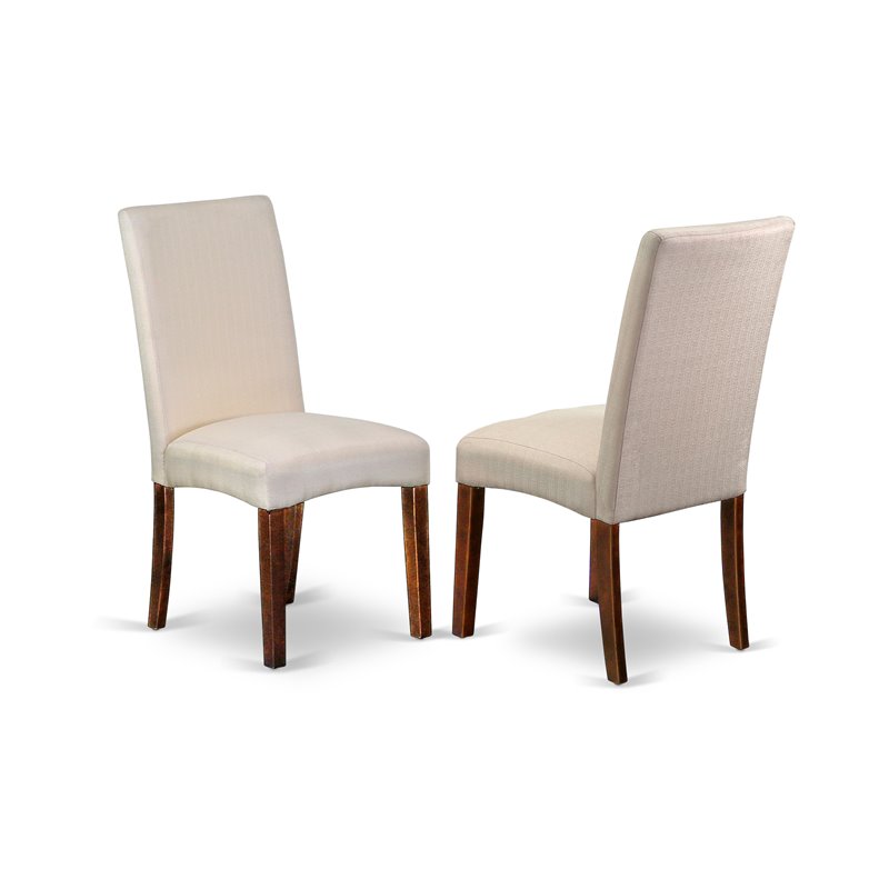 Pemberly Row 5-Piece Mahogany Wood Dining Set with High Back Linen Chairs