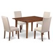 Pemberly Row 5-Piece Mahogany Wood Dining Set with High Back Linen Chairs