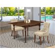 Pemberly Row 3-Piece Dining Set in Mahogany with Doeskin Upholstery
