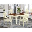 Pemberly Row 5-Piece Wood Dining Set with Cherry Finish and Linen Seats