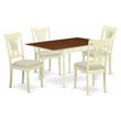 Pemberly Row 5-Piece Wood Dining Set with Cherry Finish and Linen Seats