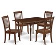 Pemberly Row 5-Piece Wood Dining Set with Slatted Chair Design in Mahogany