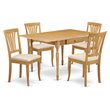 Pemberly Row 5-Piece Wood Dining Set with Oak Finish and Linen Seats