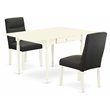 Pemberly Row 3-Piece Rubberwood Dining Set in Linen White and Gray