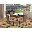 Pemberly Row 5-Piece Dining Set with Mahogany Finish and Parson Chairs