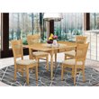 Pemberly Row 5-Piece Traditional Oak Dining Set with Beige Seats