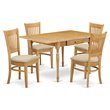 Pemberly Row 5-Piece Traditional Oak Dining Set with Beige Seats