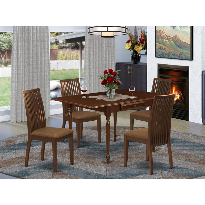 Pemberly Row 5-Piece Wood Dining Room Set with Mahogany Finish