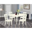 Pemberly Row 5-Piece White Wood Dining Set with Slatted Upholstered Chairs
