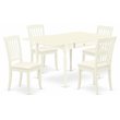 Pemberly Row 5-Piece White Wood Dining Set with Slatted Upholstered Chairs