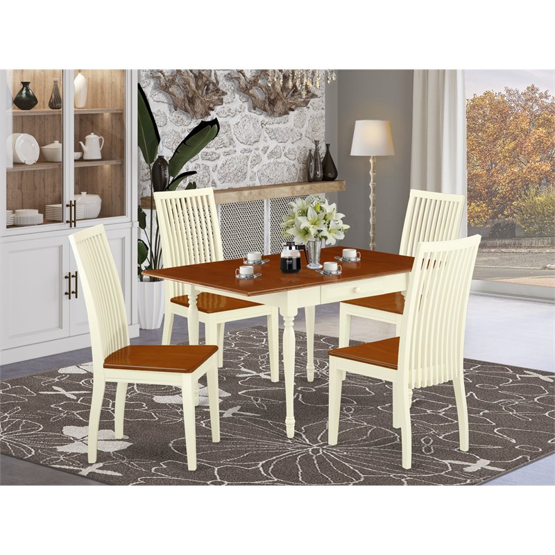 Pemberly Row 5-Piece Wood Dining Set in Buttermilk and Cherry
