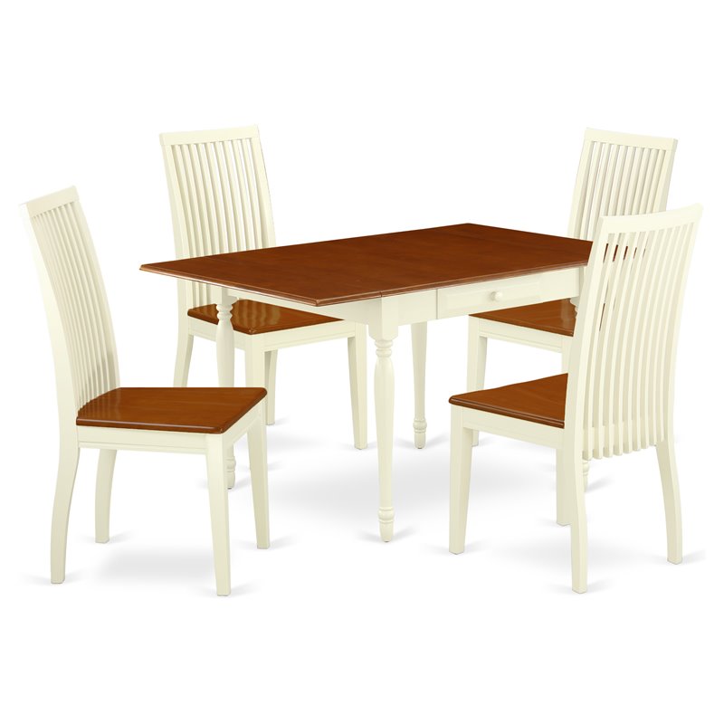 Pemberly Row 5-Piece Wood Dining Set in Buttermilk and Cherry