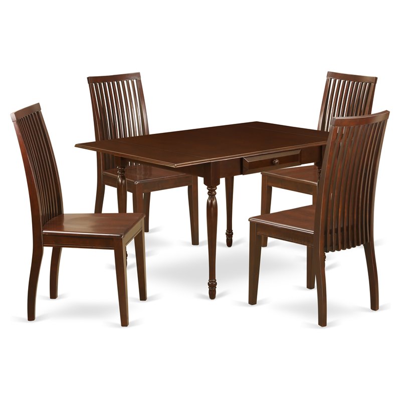 Pemberly Row 5-Piece Wood Dining Table Set in Mahogany Finish