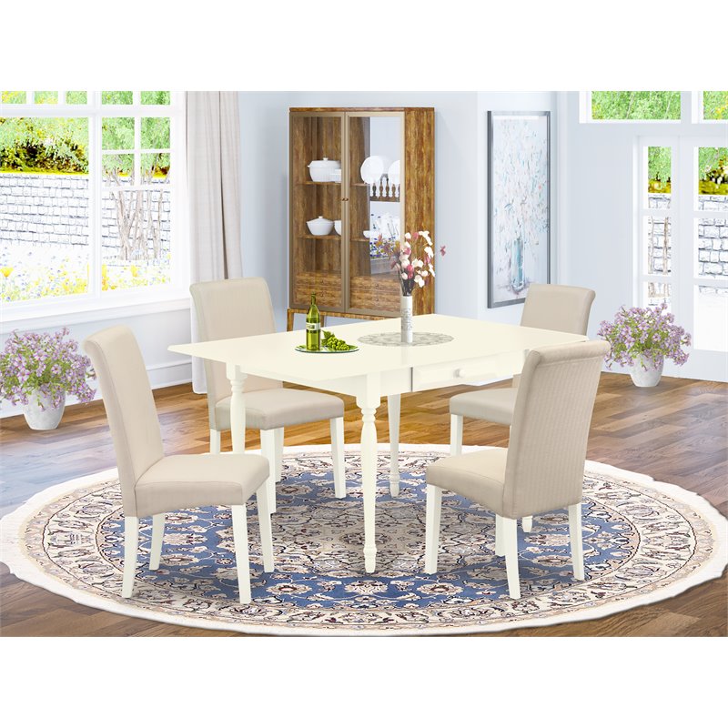 Pemberly Row 5-piece Wood Dining Set in Linen White and Cream