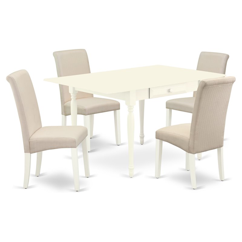 Pemberly Row 5-piece Wood Dining Set in Linen White and Cream