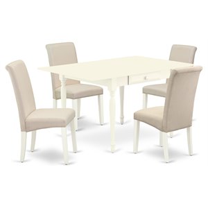 Pemberly Row 5-piece Wood Dining Set in Linen White and Cream